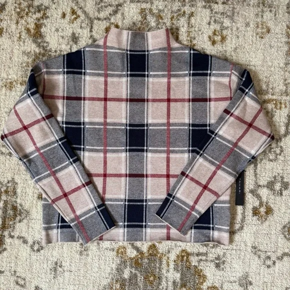 Tahari Plaid Mock Neck Sweater Size Medium NWT - Picture 1 of 2